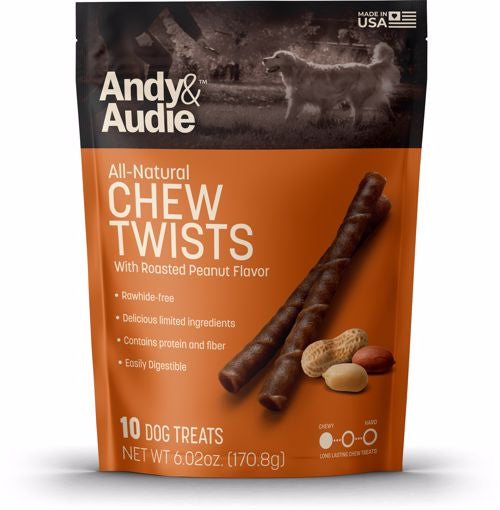 Andy & Audie All Natural Chew Twists w/ Roasted Peanut Butter 10 Pack