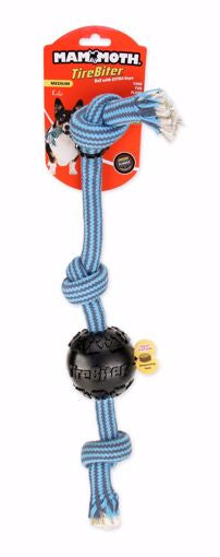 TIREBITER BALL W/TREAT STATION W/20IN. EX. 3 KNOT-MED 3in.