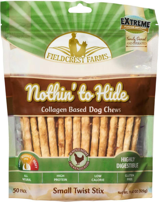 FieldCrest Farms Nothin’ to Hide Collagen Based Small Twist Stix - Chicken 50 pack