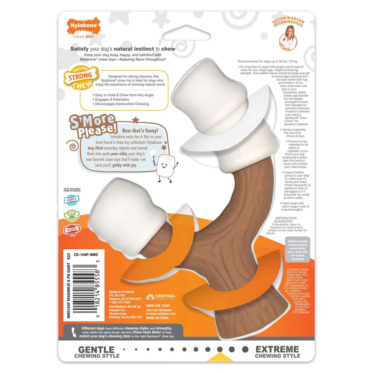 Strong Chew Stick Dog Toy-Marshmallow/Peanut Butter-LG/Giant