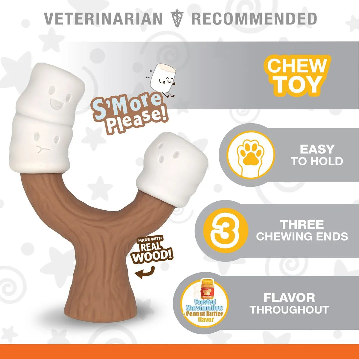 Strong Chew Stick Dog Toy-Marshmallow/Peanut Butter-LG/Giant