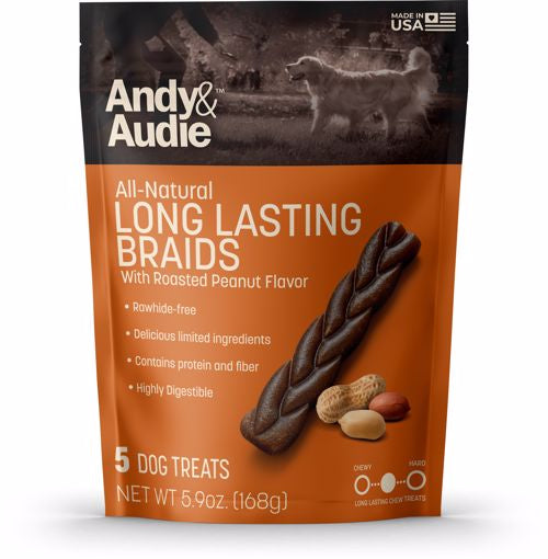 Andy & Audie All Natural Long Lasting Braids w/Roasted Peanut Butter 5 Count