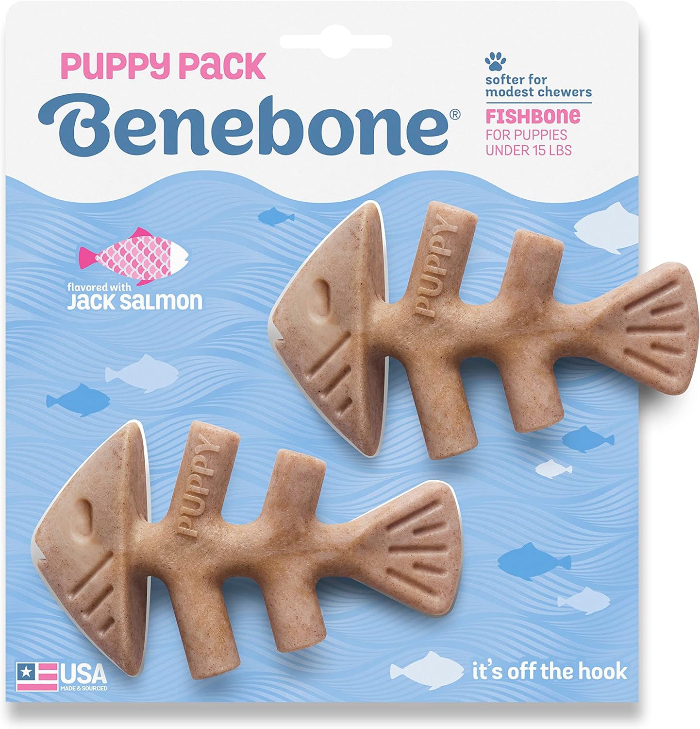 Benebone Tiny Puppy Fishbone -Jack Salmon - 2 pk
