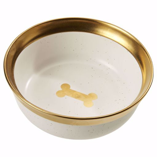 Malibu Dog Dish-Gold- 7in.