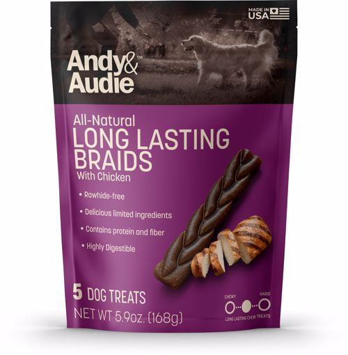 Hey & Audie All Natural Long Lasting Braids w/chicken - 5 ct.