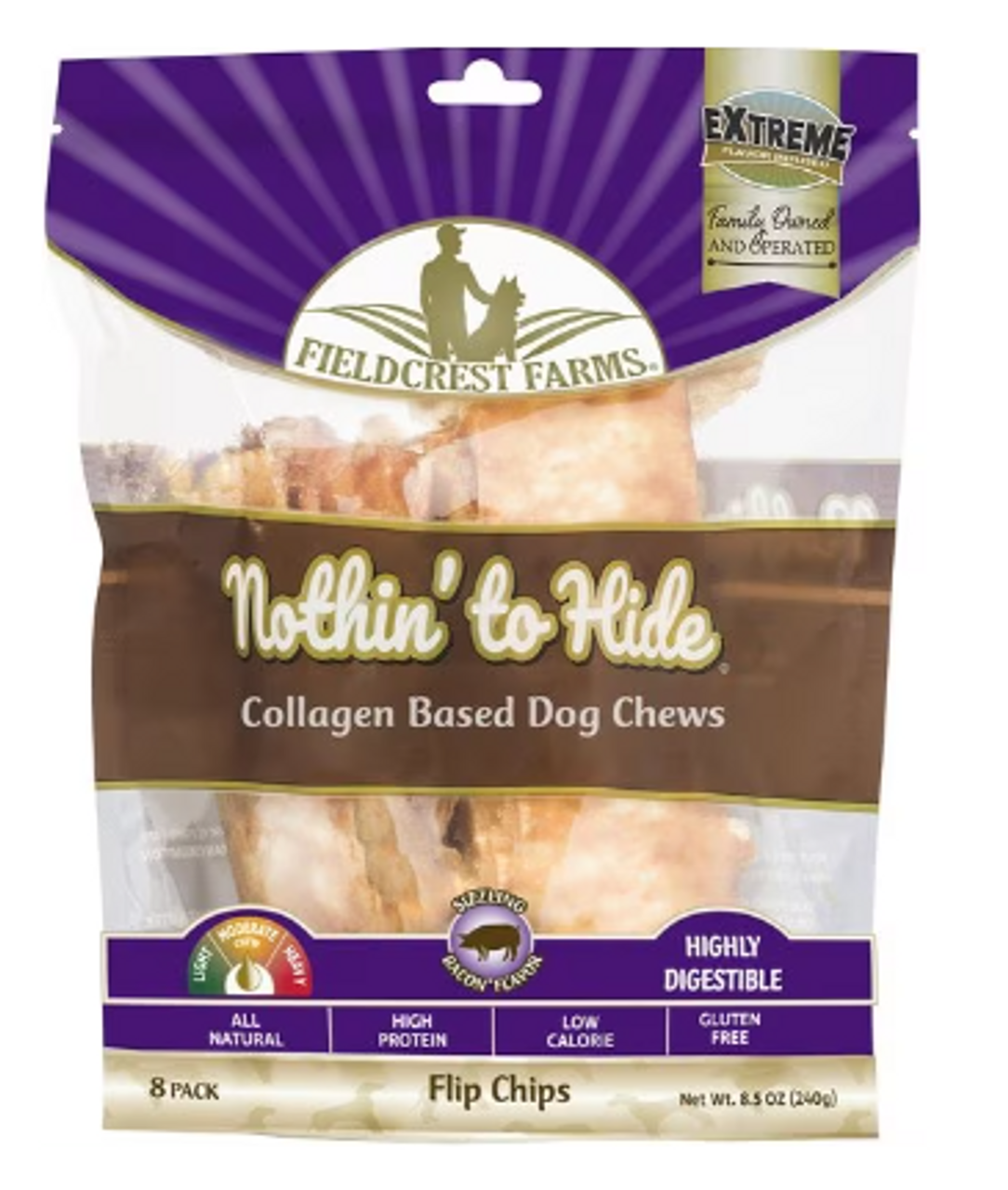 FieldCrest Farms - Nothin’ to Hide Collagen Dog Chews-Bacon 8pk
