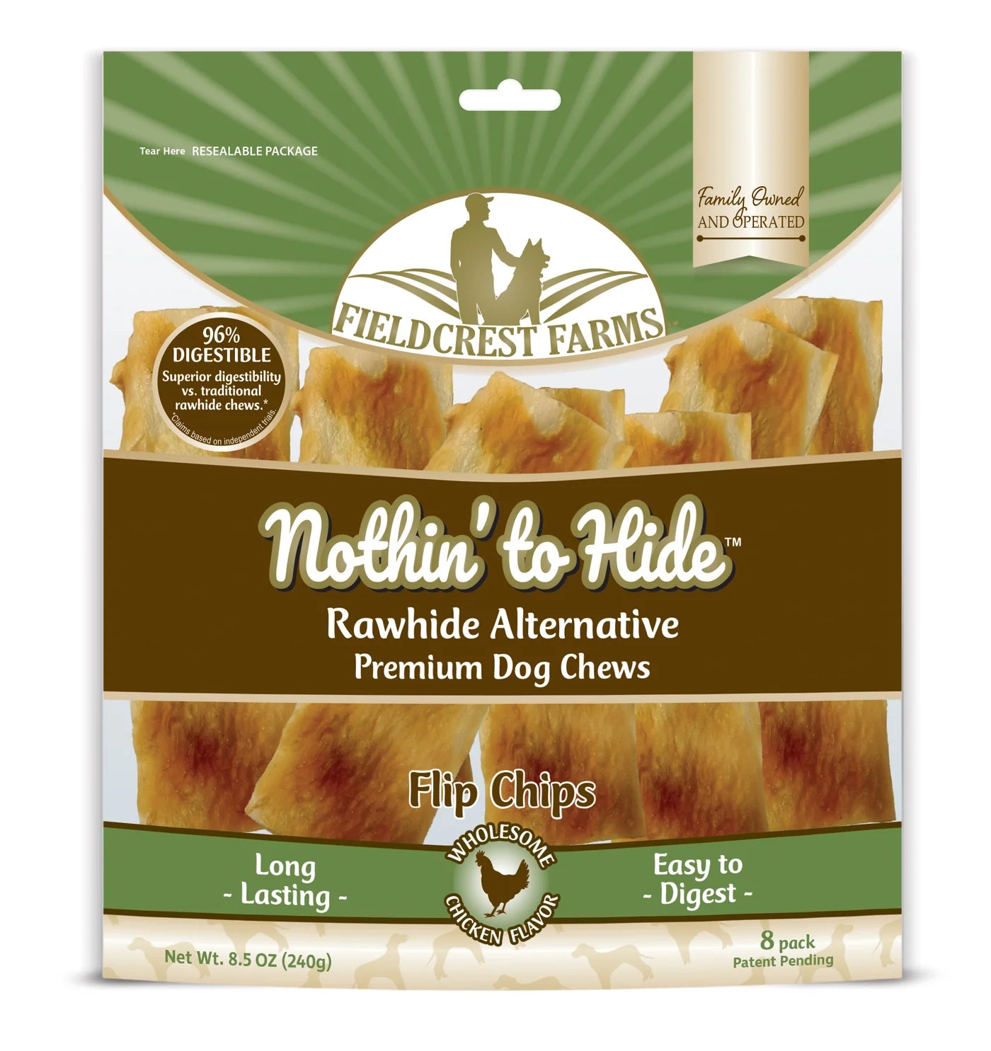 FieldCrest Farms- Nothin to Hide Collogen Dog Chews - Chicken 8pk