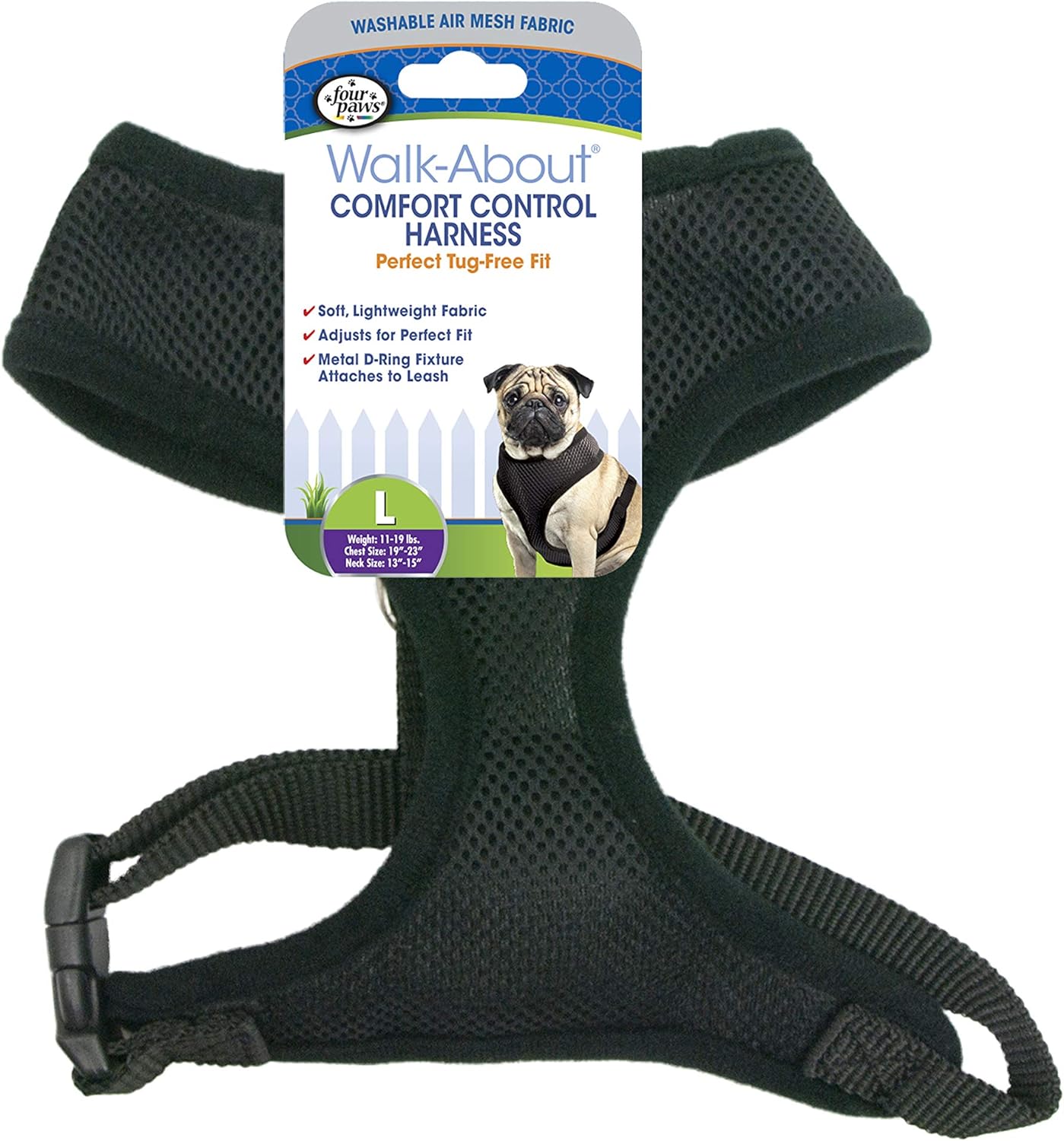 Four Paws Black Comfort Control Harness - Black