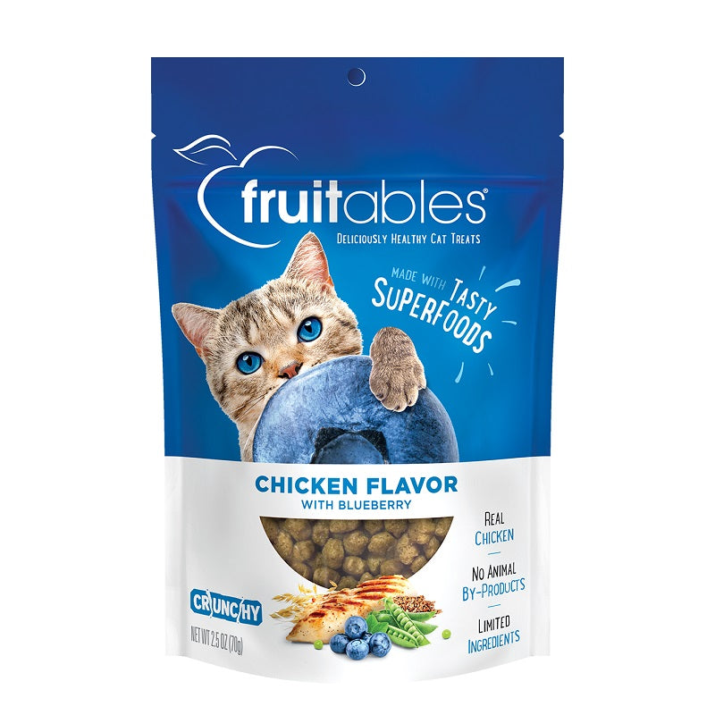 Fruitables Crunchy Cat Treats - Chicken w/Blueberry Flavor - 2.5 oz