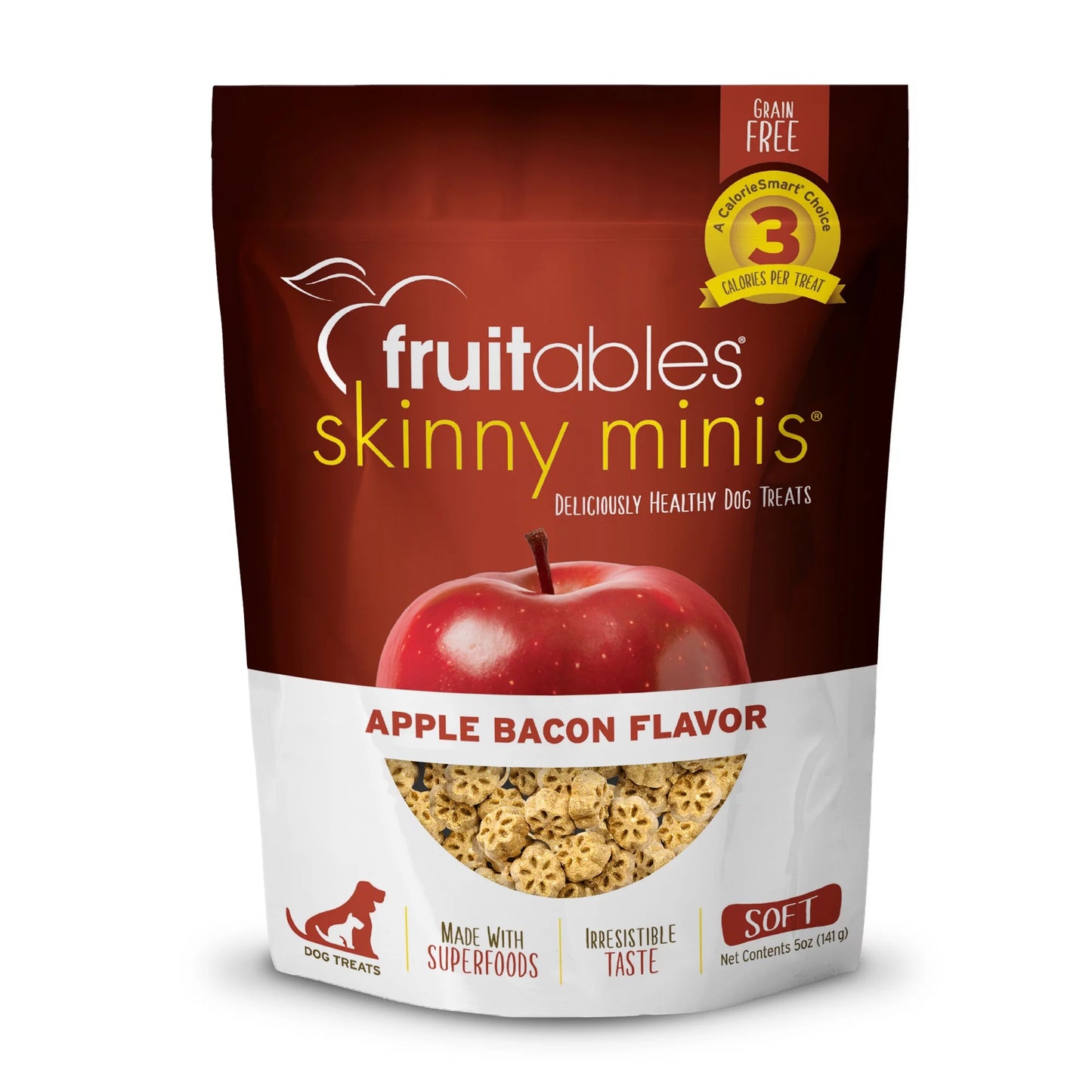 Fruitables Skinny Minis Dog Treats Apple Bacon Flavor 5oz