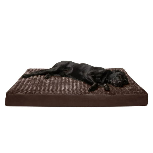 FurHaven Jumbo Ultra Plush Deluxe Orthopedic Bed - Chocolate