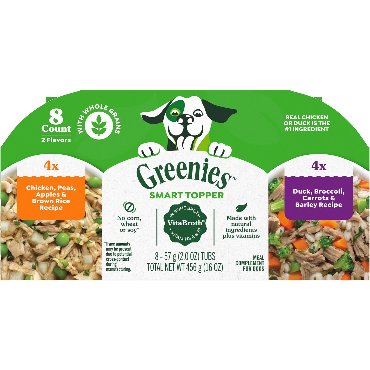 Greenies Toppers Wet Dog Food- Duck/Chicken 8/2oz cups