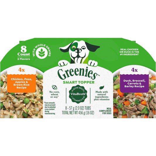 Greenies Toppers Wet Dog Food- Duck/Chicken 8/2oz cups