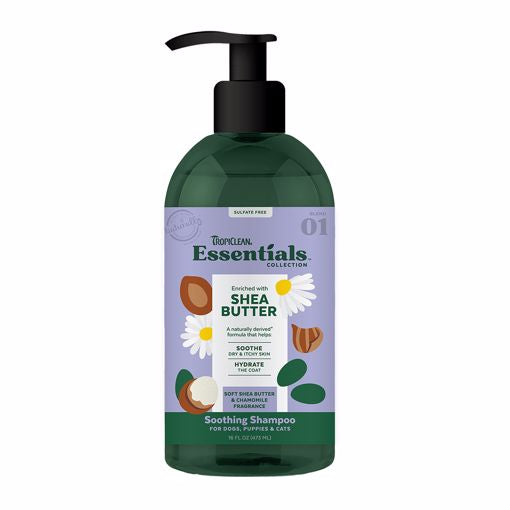 Tropiclean Essentials Soothing Shampoo- Shea Butter-16 oz.