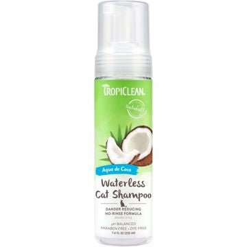 TropiClean Dander Reducing Waterless Cat Shampoo 7.4oz - Aqua de Coco