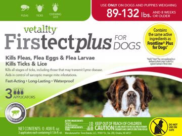 Vetality Firstect Plus Flea & Tick topical for Dogs 89-132lbs