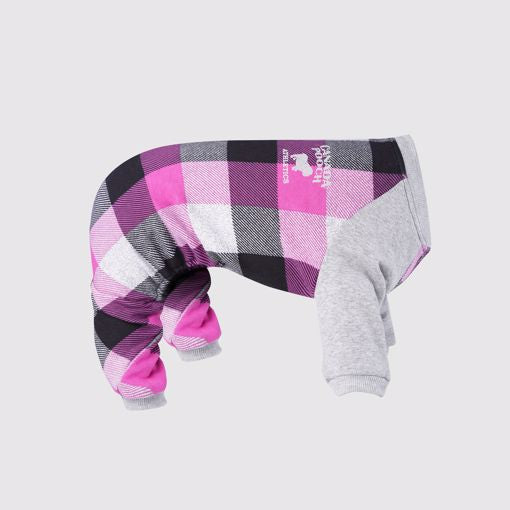 Canada Pooch-Frosty Fleece Onesie-Pink Plaid