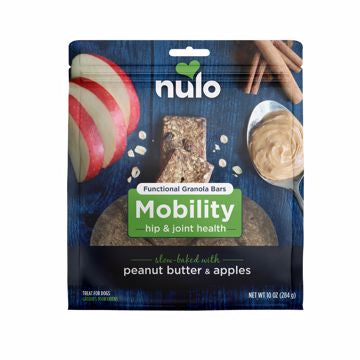 Nulo Functional Granola Bars - Mobility Hip & Joint Health w/Peanut Butter & Apples Dog Treats - 10oz.
