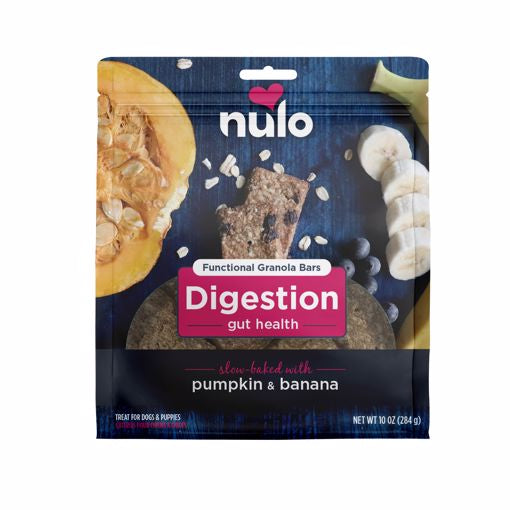 Nulo Functional Granola Bars Digestion Gut Health w/ Pumpkin & Banana Dog Treats - 10 oz