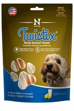 N-Bone Twistix Daily Dental Dog Treats- Small Yogurt Banana Flavor 5.5 oz.