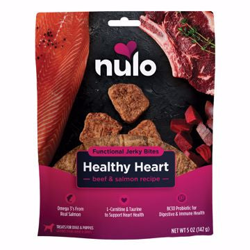 Nulo Functional Jerky Treats Heathly Heart Beef and Salmon Recipe 5 oz