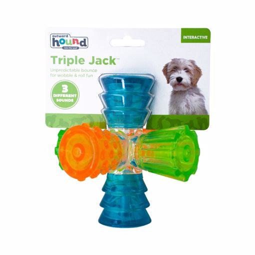 Outward Hound Triple Jack -Multi Color Dog Toy
