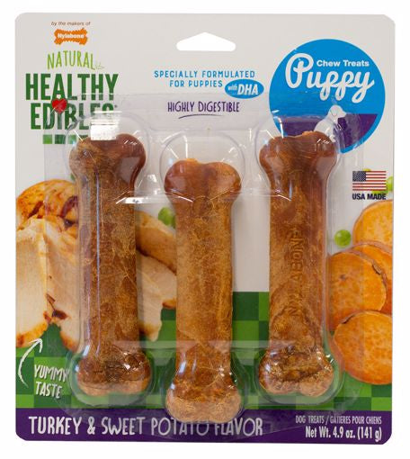 Nylabone Healthy Edibles Puppy Turkey/Sweet Potato 3 pk. Regular Size