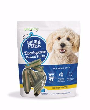 Vetality Brush-Free Toothpaste Dental Sticks-Chicken Flavor Small 10 oz