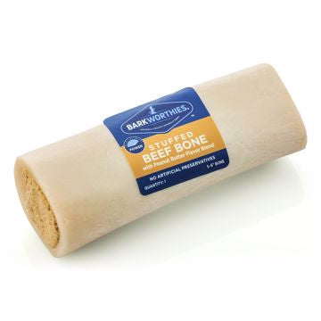 Bark Worthies Stuffed Beef Bone Peanut Butter Filled 5-6 in