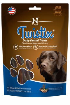 N-Bone Twistix Daily Dental Treats Peanut& Carob Flavor Large