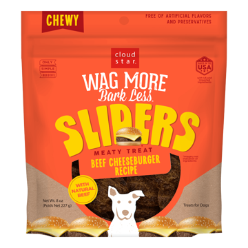 Wag More Bark Less Sliders Dog Treats - Beef Cheeseburger 8oz