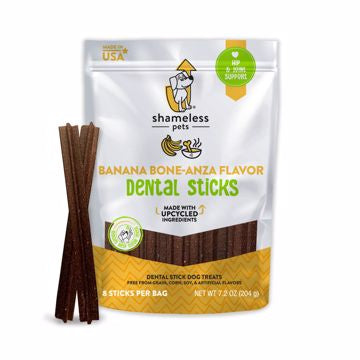 Shameless Pets Banana Bone-Anza Dental Stick Dog Treats - 7.2oz