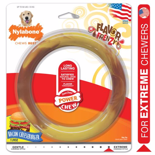 Nylabone Power Chew Smooth Ring Bacon Cheeseburger - Dog Bone