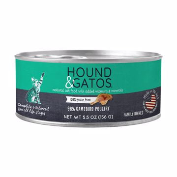 Hound & Gatos Grain Free Canned Cat Food 5.5oz -Gamebird