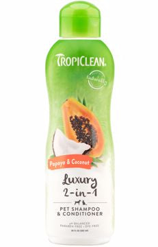TropiClean Luxury 2 in 1 Shampoo & Conditioner 20oz./Papaya & Coconut