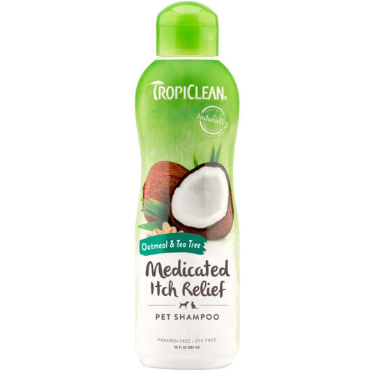 Tropiclean Medicated Itch Relief Oatmeal & Tea Tree Pet Shampoo 20 oz