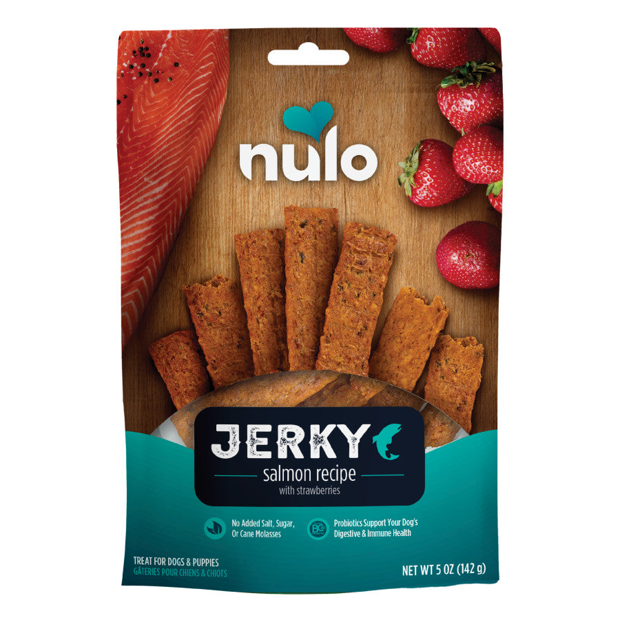 Nulo Jerky Strips Grain Free Dog Treats - Salmon/Strawberry