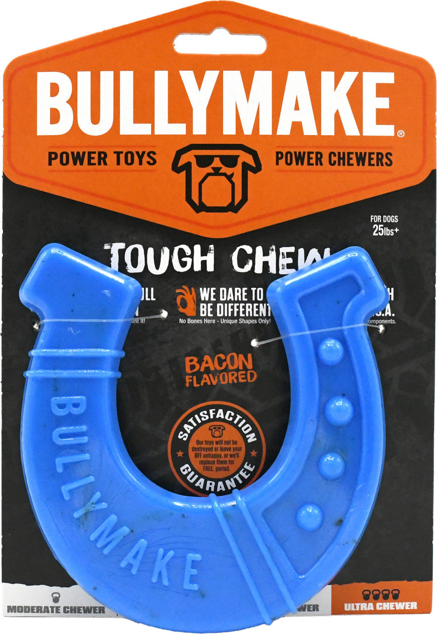 Bully Make Tough Chew Toy- HorseShoe- Bacon