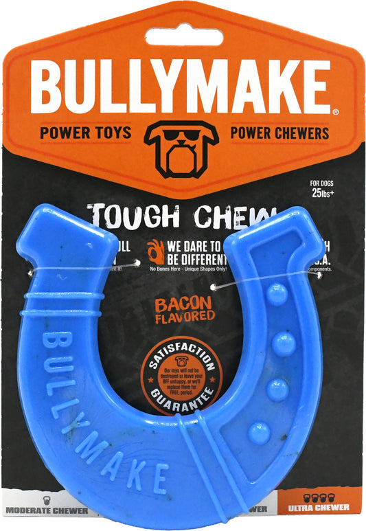 Bully Make Tough Chew Toy- HorseShoe- Bacon