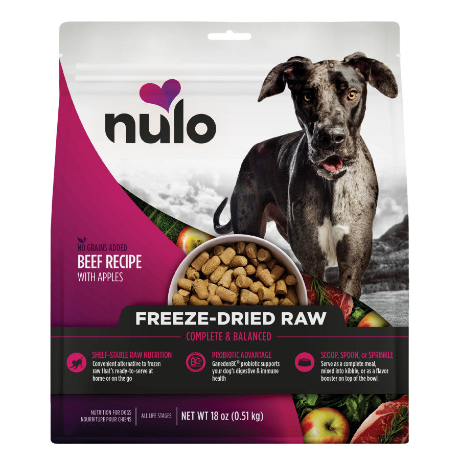 Nulo Freeze-Dried Raw Dog Food Beef w/Apples Recipe 18oz