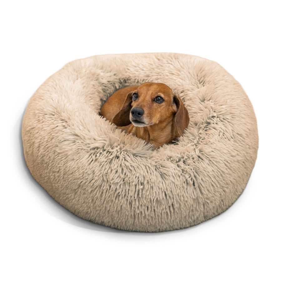 Best Friends by Sheri Shag Calming Donut Bed 23x23 Inch Taupe