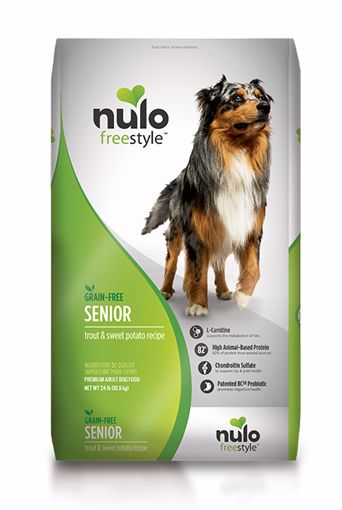 Nulo Freestyle Grain Free Senior Dog- Trout/Sweet Potato 24lbs